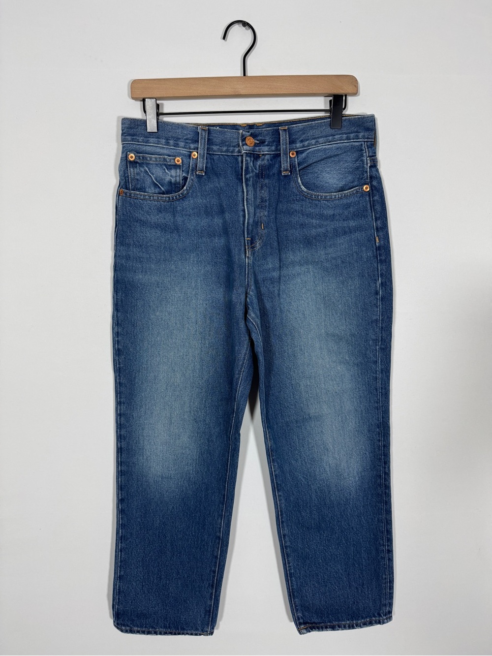 WJ514 {J. Crew} "Slouchy Boyfriend" Petite Blue High Rise Loose Denim Jeans